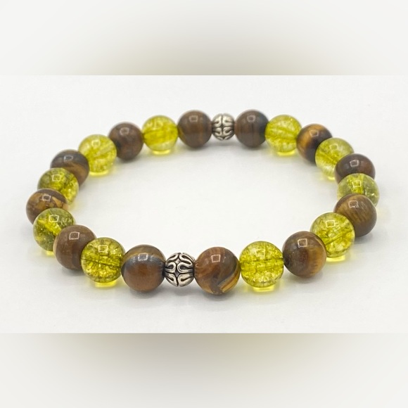 Confidence & Balance Bracelet | 8mm Gemstone Bracelet | TigersEye • Peridot | - Picture 3 of 3